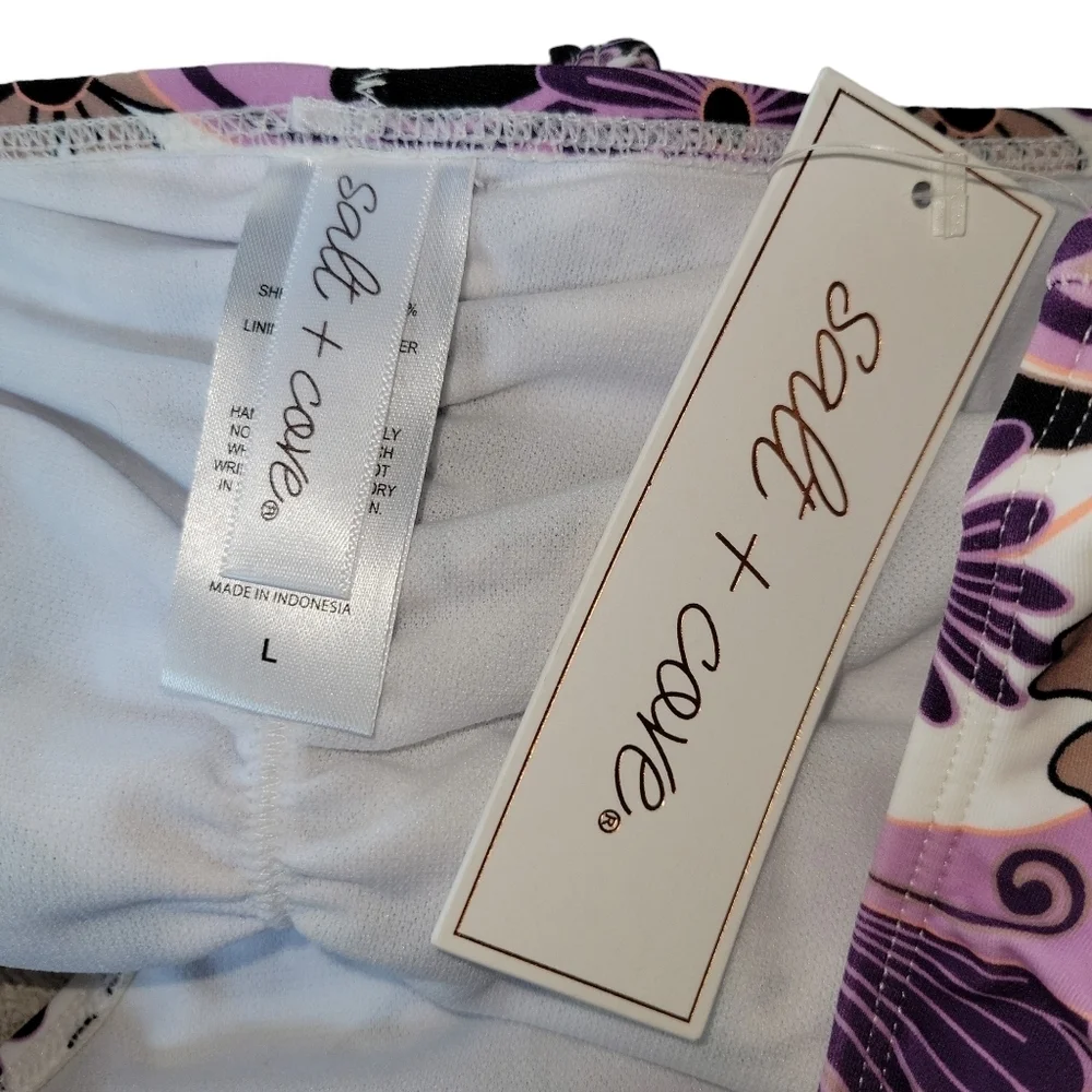 Salt + Cove NWT Junior's Purple Paisley Hipster Bikini Bottoms Size L